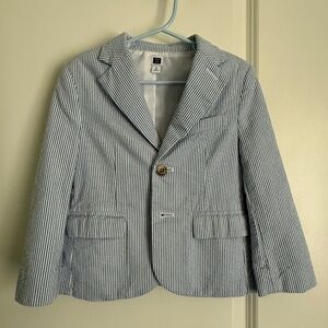 Janie and Jack Seersucker Blazer - Light Blue, Size 3